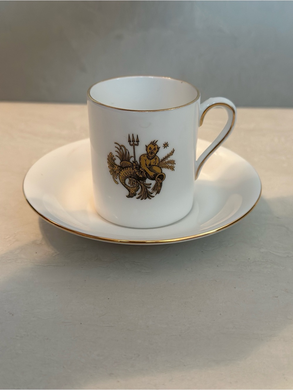 Vintage Tuscan/Royal Tuscan Zodiac Aquarius Demitasse Cup & Saucer